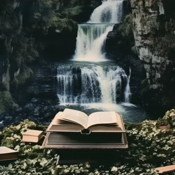 Illusion of waterfall flowing from a book onto a desk - Image 4