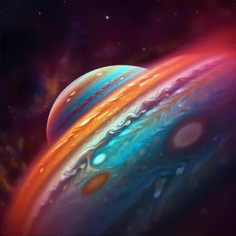 Gas planet with colorful bands and swirling storms like Jupiter - Image 2