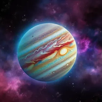 Gas planet with colorful bands and swirling storms like Jupiter - Image 3