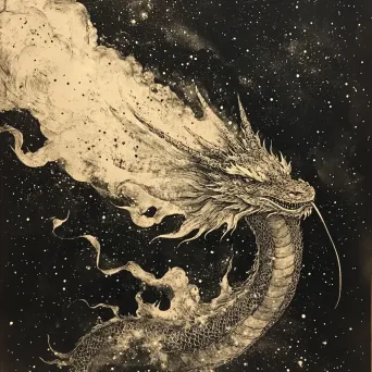 A majestic dragon exhaling a nebula against a starlit backdrop - Image 1