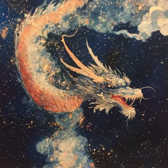 A majestic dragon exhaling a nebula against a starlit backdrop - Image 3