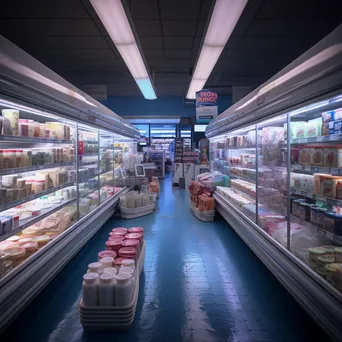 Dairy aisle filled with milk and cheese products in a supermarket. - Image 2