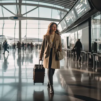 A professional woman with a laptop bag in an airport terminal - Image 2