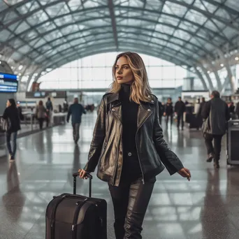 A professional woman with a laptop bag in an airport terminal - Image 4