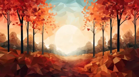 Low poly autumn forest in vibrant colors - Image 4