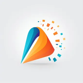 Dynamic financial news logo with orange and blue colors on a white background - Image 3