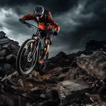 Challenging Ride Under Storm Clouds