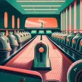 Image of a 1950s style bowling alley with futuristic upgrades - Image 1