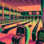 Image of a 1950s style bowling alley with futuristic upgrades - Image 2