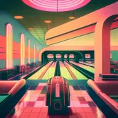 Image of a 1950s style bowling alley with futuristic upgrades - Image 4