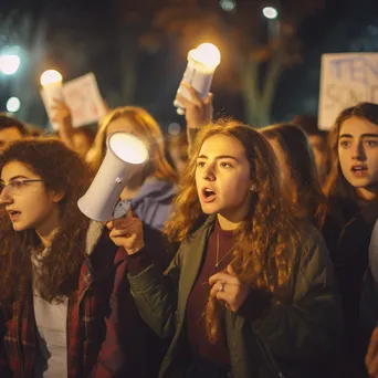 Students protesting with signs during an environmental issue demonstration. - Image 1