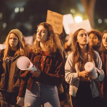 Students protesting with signs during an environmental issue demonstration. - Image 3