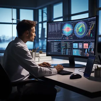 Medical researcher analyzing data on a computer screen. - Image 1