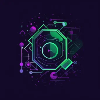 Modern and abstract VR gaming company logo with a stylized headset icon in purple and green - Image 4