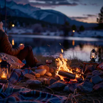 Couple enjoying drinks by a cozy bonfire - Image 3