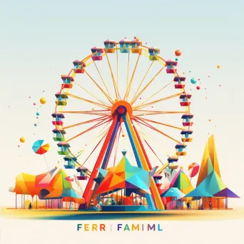 Colorful low poly artwork of a carnival scene with a Ferris wheel - Image 4