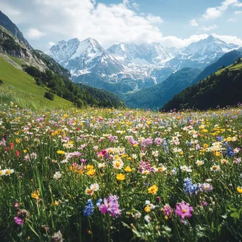 Vibrant Alpine Meadow in Bloom