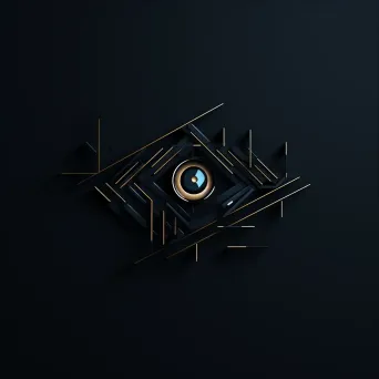 Abstract eye icon logo design in silver and black colors against a dark background - Image 3