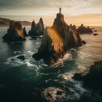 Classic Maritime Scene with Sea Stacks