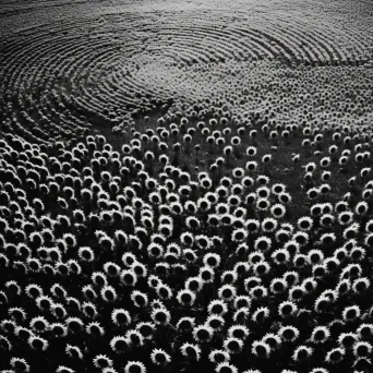 Sunflower field with spiral seed pattern - Image 1