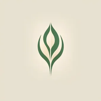 Minimalist leaf logo for sustainable fashion brand in green and white - Image 1