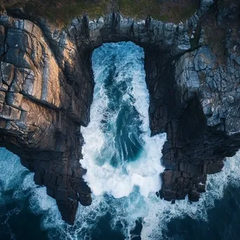 Aerial view of coastal rock arch - Image 3