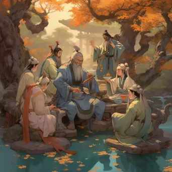 Confucius teaching wisdom in Chinese gardens - Image 2