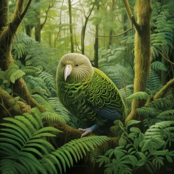 Image of a critically endangered Kakapo bird in the forests of New Zealand - Image 2