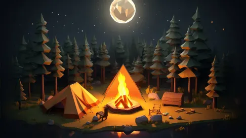 Wilderness Camping in Low Poly