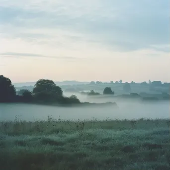 Mist fog field morning - Image 1