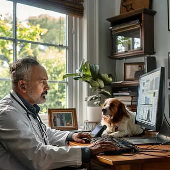 Healthcare professional sharing information in a video call with a patient at home. - Image 2