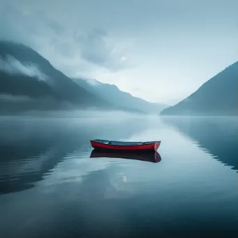 Single boat on tranquil mountain lake shot on Nikon Z7 II - Image 1