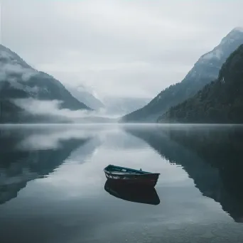 Single boat on tranquil mountain lake shot on Nikon Z7 II - Image 4