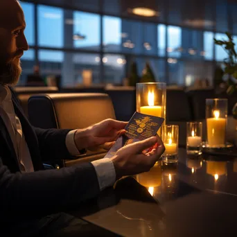 Traveler holding passport and boarding pass in an airport lounge. - Image 1