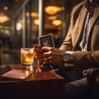 Traveler holding passport and boarding pass in an airport lounge. - Image 2