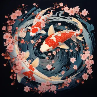 Ukiyo-e Koi Dance