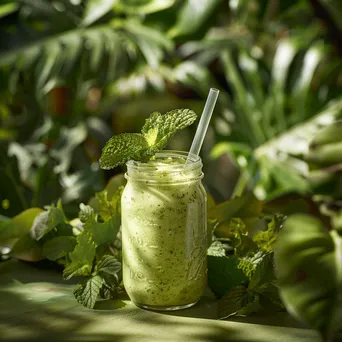 Fresh smoothie in a jar with a straw. - Image 4