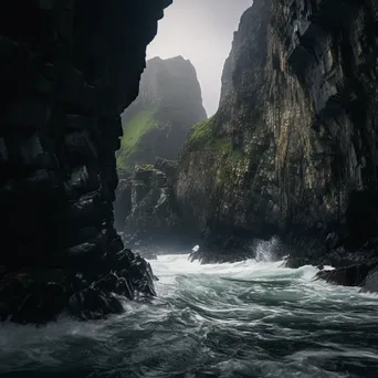 Waves crashing on coastal caves during a storm - Image 3