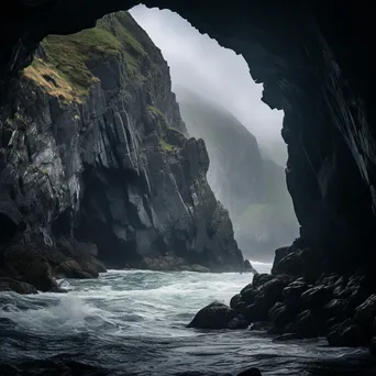 Waves crashing on coastal caves during a storm - Image 4