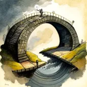 Illustration of impossible loop bridge challenging architectural norms - Image 2