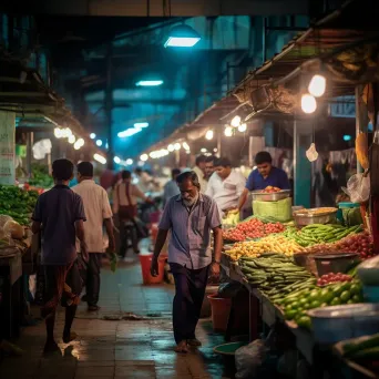 Urban night market with vendors and customers - Image 3