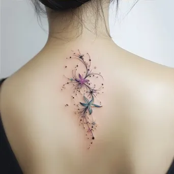 Watercolor Pisces constellation tattoo with ethereal stardust, in pastel tones - Image 4