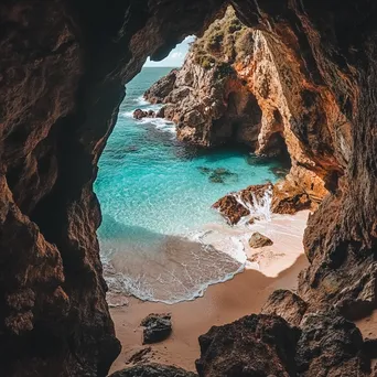 Grotto with sandy beach and clear water - Image 3