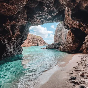 Grotto with sandy beach and clear water - Image 4