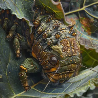 Caterpillar eating a leaf in detailed view - Image 4