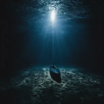 Submarine exploring deep ocean floor with bright lights - Image 4