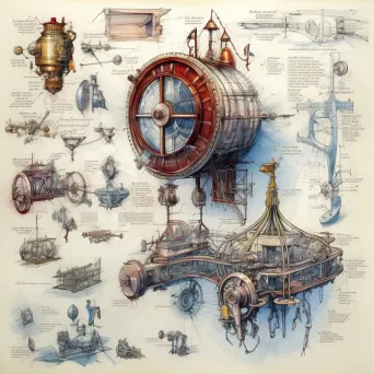 Abstract image of fantastical machines floating around an engineer - Image 1