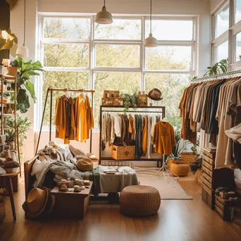 Interior of a vintage-themed clothing store with cozy furnishings. - Image 4