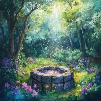 Tranquil Glade with a Wishing Well