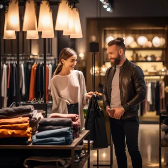 Fashion consultant helping a customer in a stylish boutique. - Image 1